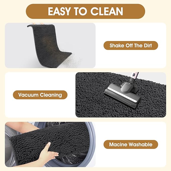 IM HOME 48" x 38" Dark Grey Dog Door Mats for Muddy Paws, Chenille Absorbent Dog Mat, Non Slip Heavy Mud Mat for Dogs, Soft Pet Bed Mat for Entryway, Mud Paws, Inside Floor