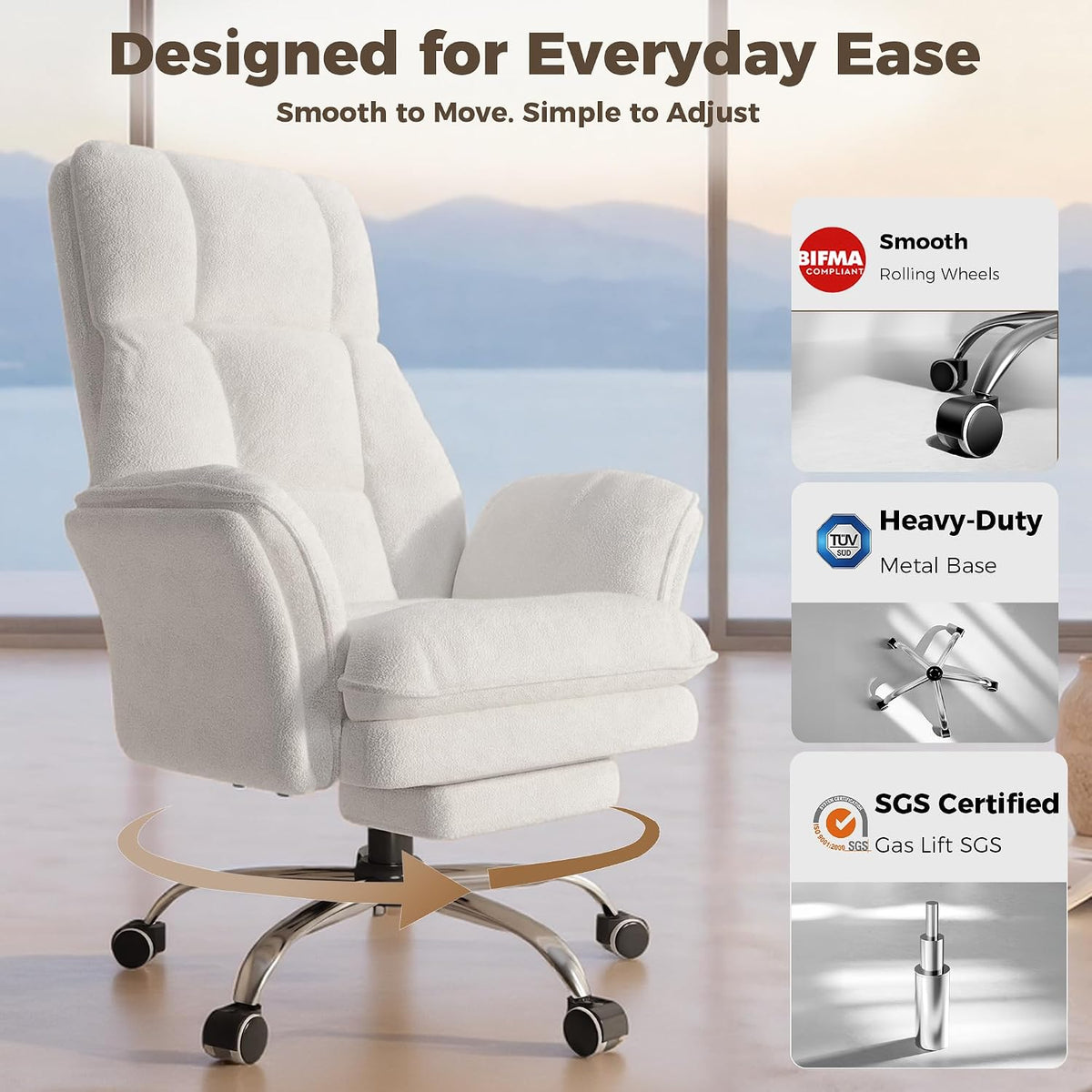 Big and Tall Heated Massage Office Chair with Footrest, 6-Point Vibration