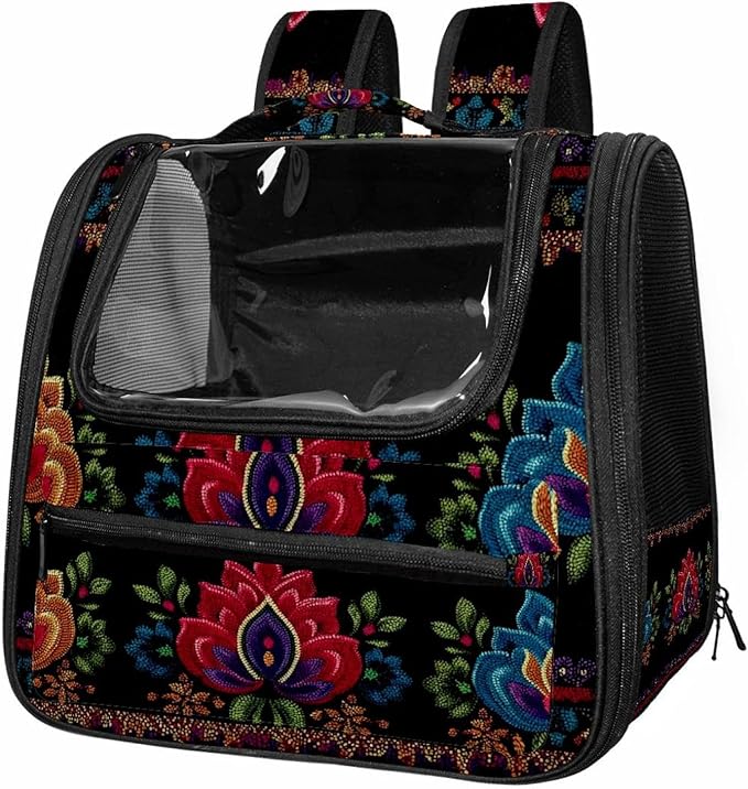 Motifs African Boho Paisley Floral (26) Pet Carrier Airline Approved Pet Carrier Bag Dog Carrier for Small Medium Cats Dogs Puppies Kitten