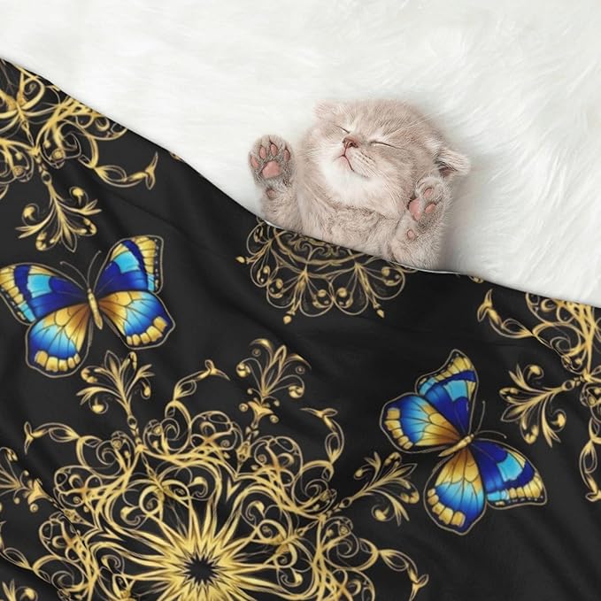 Reversible Plush Dot Pet Blanket for Dogs and Cats, Colorful Mandala Art Flower Tie Dye, Ultra Soft Two Sided Design with Warm Fuzzy Side and Smooth Side for Comfort
