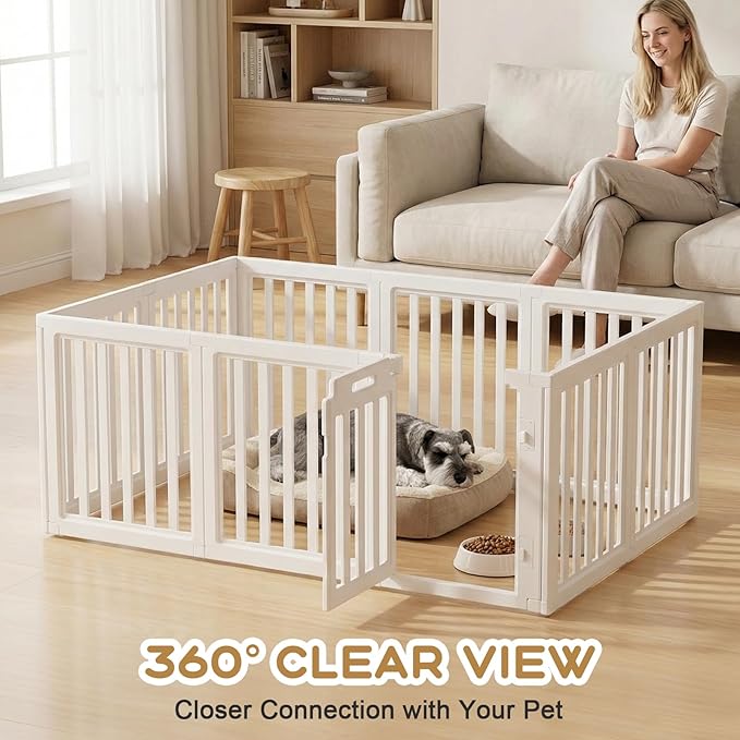 Dog Playpen, Clear Dog Pen, Acrylic Dog Pen, Easy to Install and Remove Dog Play Pen, Puppy Playpen Suitable for Dogs, Cats,Dog Playpen Indoor (White, 23.6 inch Height, 10 Panels)