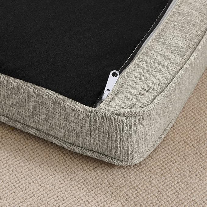 55" Elevated Dog Sofa Couch for Large and Oversized Dogs, Comfortable Linen Fabric Pet Bed with Thick Cushion, Durable Raised Dog Couch with Tufted Armrests, Stylish Modern Pet Furniture