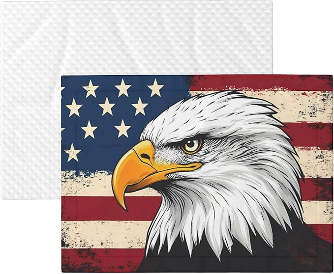 Waterproof Dog Blanket Soft Pet Blanket for Puppy Cat, Fleece Cat Throw Blankets for Furniture Bed Couch Sofa Reversible - American Bald Eagle