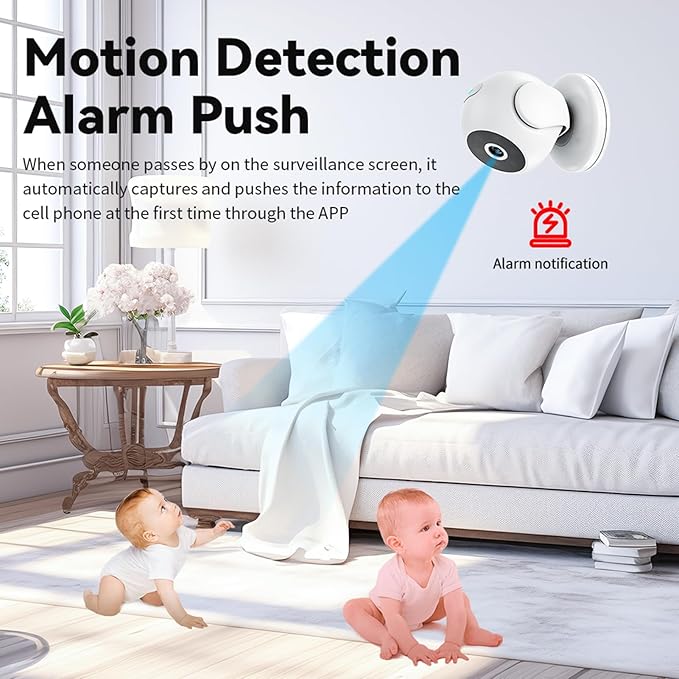 Pets Camera with Magnetic Bracket, 1080P Indoor Wireless Camera, 170° Wide Angle White - Smart Motion Detection, Infrared Night Vision, Home Safety Monitor
