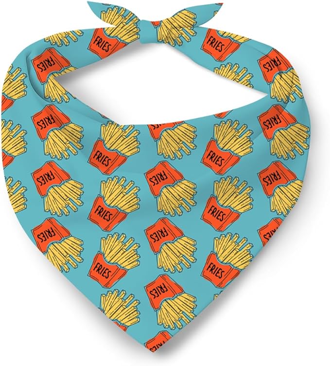 French Fries Pattern Dog Bandana, Cute Food Themed Pet Kerchief, Fries Lover Adjustable Triangle Dog Scarf, Comfortable Pet Bandana for Small Medium Dogs