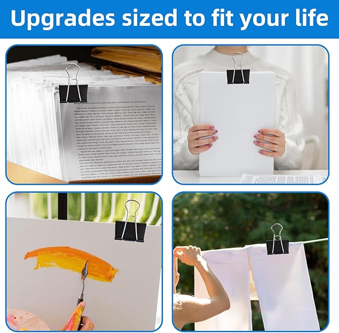 Jumbo Binder Clips 3 inch,75mm Width,6 Pack Extra Large Binder Clips for Office,School and Home Organization,Black