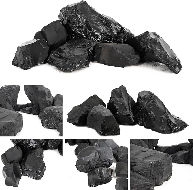 Unocho Aquarium Slate Rocks 10lb Fish Tank Stones Black Rocks for Aquarium Aquascaping Fish Tank Decoration Reptile Basking Platforms Paludarium Bonsai Vivariums(3"-7"-7pcs)