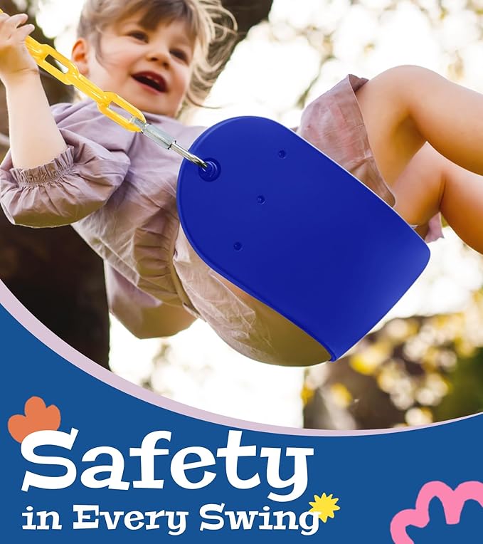 Heavy Duty Swing Seat, 66" Rust-Resistant Chains with 30" PPC-Coated Section, Swing Set Accessories Replacement with Quick Links, Kids Swings Supports 330 lbs for Outdoor Playground, Blue