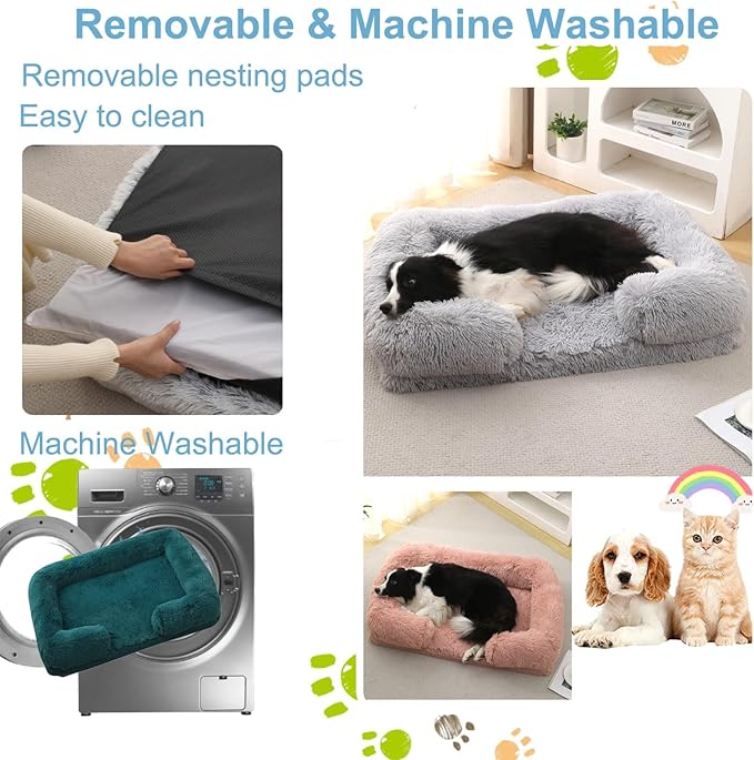 Dog Beds Large Sized dog Orthopedic, Sofa Dog Bed with Waterproof Lining and Nonskid Bottom, Rectangle Washable Dog Bed for Medium Small Dogs and Cats Comfortable ( Color : Blue1 , Size : 51 x 35" )