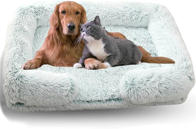 Dog Beds Medium Large Size Dog, Calming Dog Bed with Removable Washable Cover, Waterproof Lining and Nonskid Bottom(Gradient-Green,M)
