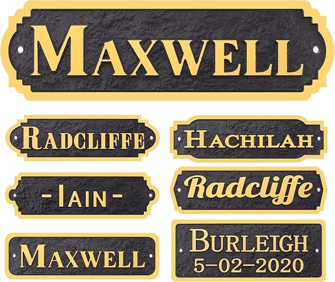 Acrylic Horse Stall Name Plate, 2.4" x 8" Personalized Stall Signs, UV Protected, Custom Pet Name Sign, All Weather Adhesive, Mounting (Gold, Style 5)