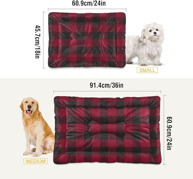 Pet Bed Red and Black Buffalo Plaid Christmas Dog Bed Mat Absorbing Non Slip Pad Pet Sleeping Mat for Small, Medium, and Large Dogs Puppy Cat 36 in x 24 in
