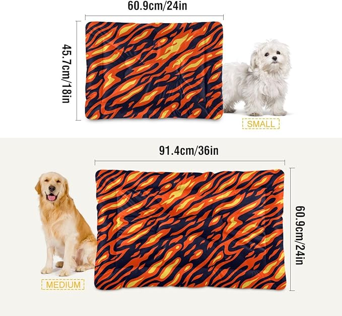 Pet Bed Fire Flame Dog Bed Mat Absorbing Non Slip Pad Pet Sleeping Mat for Small, Medium, and Large Dogs Puppy Cat 36 in x 24 in