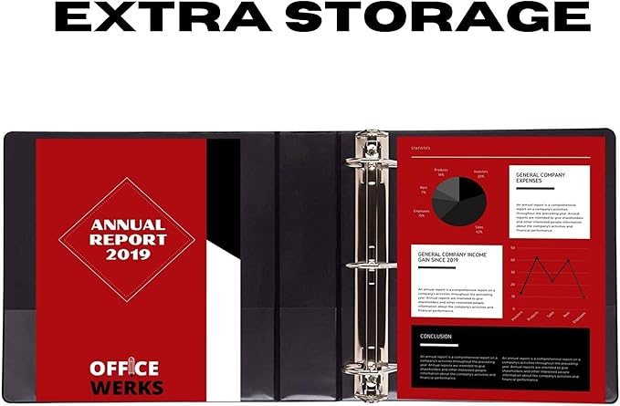 3 Ring Binder, Professional D Ring Binder 5 Inch, Presentation Folder for Standard Pages 8.5 x 11 with Pockets, Durable and Strong Black Binder (4 Pack)