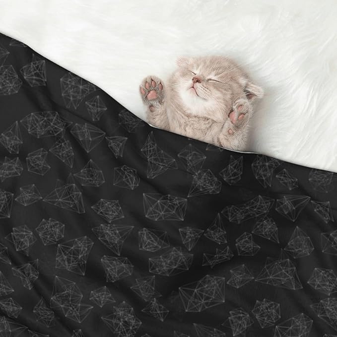 Pet Blanket for Indoor Outdoor Use, Black Marble Style, Two Sided Reversible Plush Mat with Bumpy Dot Texture for Patios Crates Portable Bed Companion