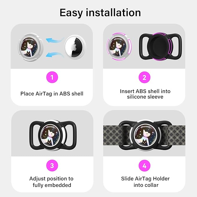 Waterproof Airtag Dog Collar Holder, Silicone & ABS Airtag Holder for Dog & Cat Collars, Ultra-Durable, Lightweight and Protective Airtag Case (Blue-1, Regular)