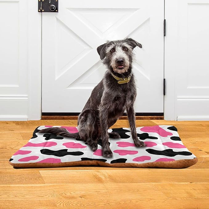 Pet Bed Pink Milk Cow Print Dog Bed Mat Absorbing Non Slip Pad Pet Sleeping Mat for Small, Medium, and Large Dogs Puppy Cat 36 in x 24 in