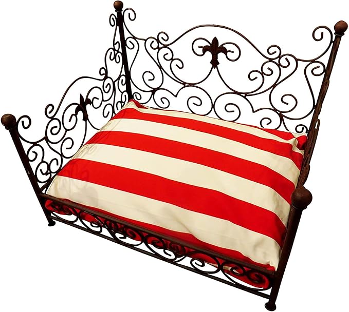 MY SWANKY HOME Luxury Iron French Quarter Dog Pet Bed Fleur de Lis Antique Scroll European