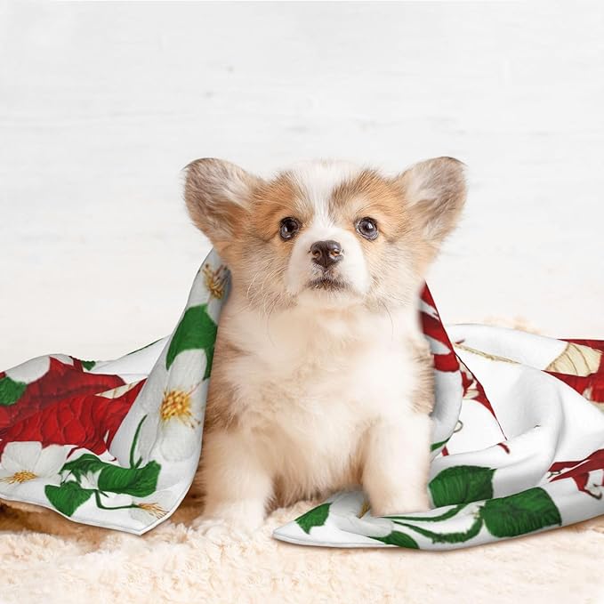 Reversible Dog Blanket for Beds Couches, Floral Chinese Japanese Dragon Flower, Double Sided Cat Blanket with Textured Dot Feel and Smooth Feel for Seasonal Comfort All Year