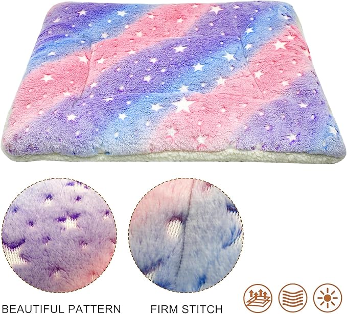 Cat Dog Bed Mat & Blanket, Reversible Pets Crate Pad Bed Mat and Ultra Soft Warm Fleece Calming Blanket for Small Puppy Kitty, Washable