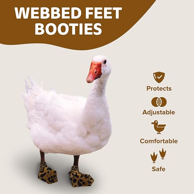 Duck Shoes for Injured Feet – Protective Neoprene Footwear for Ducks, Protective Shoes for Birds with Injured feet, Bumblefoot Relief - Large, 4.5” Max. Inside Width - Leopard