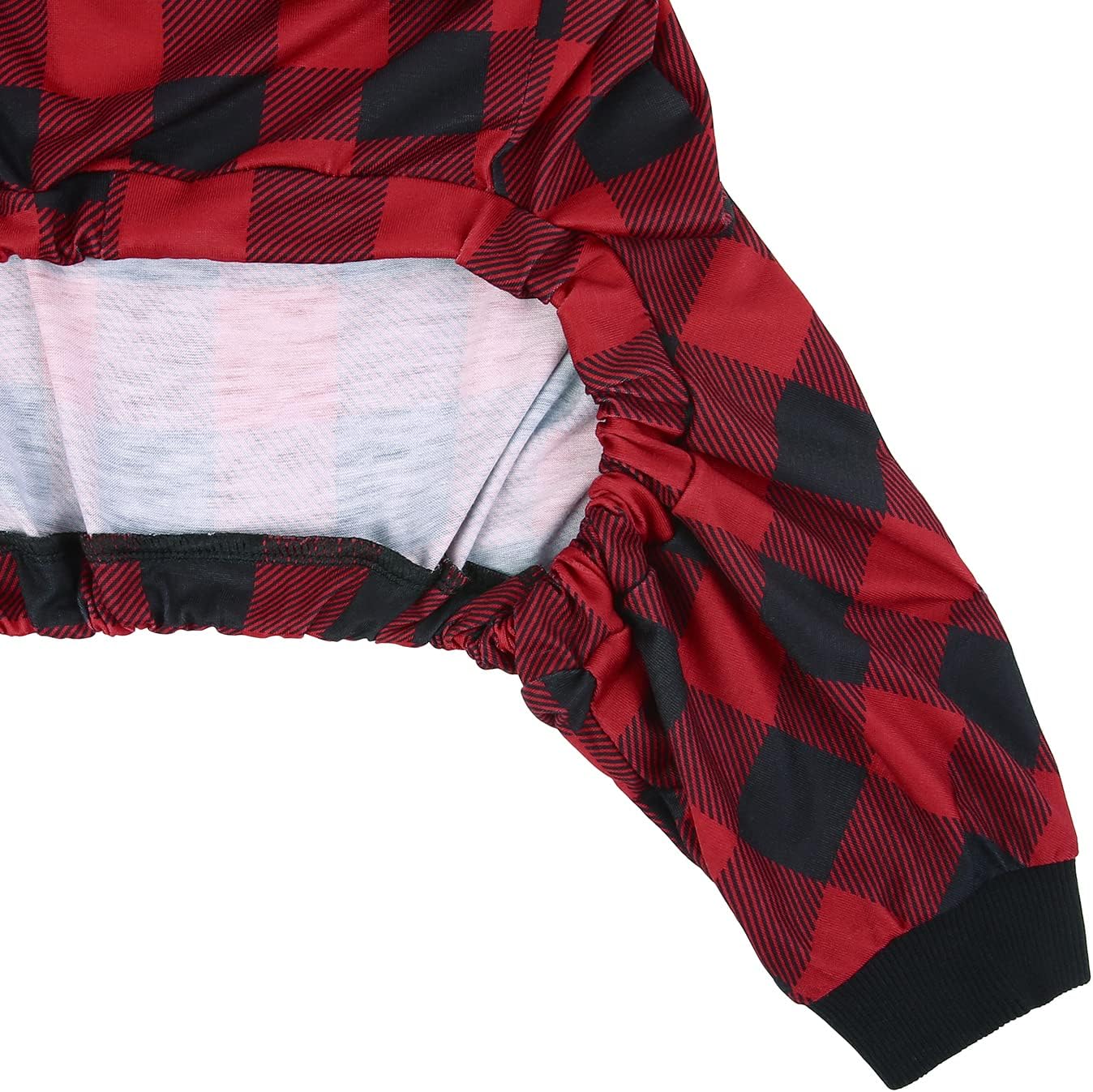 HDE Dog Pajamas One Piece Jammies Jumpsuit Pet Clothes Outfit Stretchy Lightweight Comfy Shirt Pjs for M-3XL Dogs Buffalo Plaid - 3XL