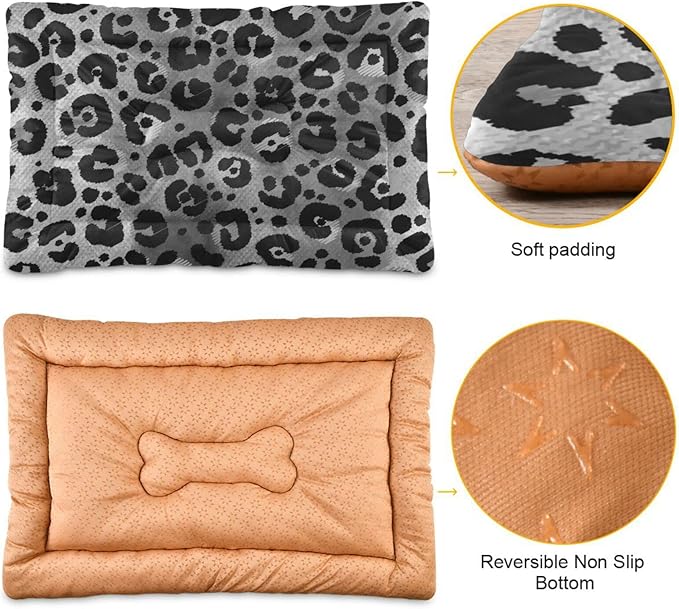 Pet Bed Leopard Print Dog Bed Mat Absorbing Non Slip Pad Pet Sleeping Mat for Small, Medium, and Large Dogs Puppy Cat 36 in x 24 in