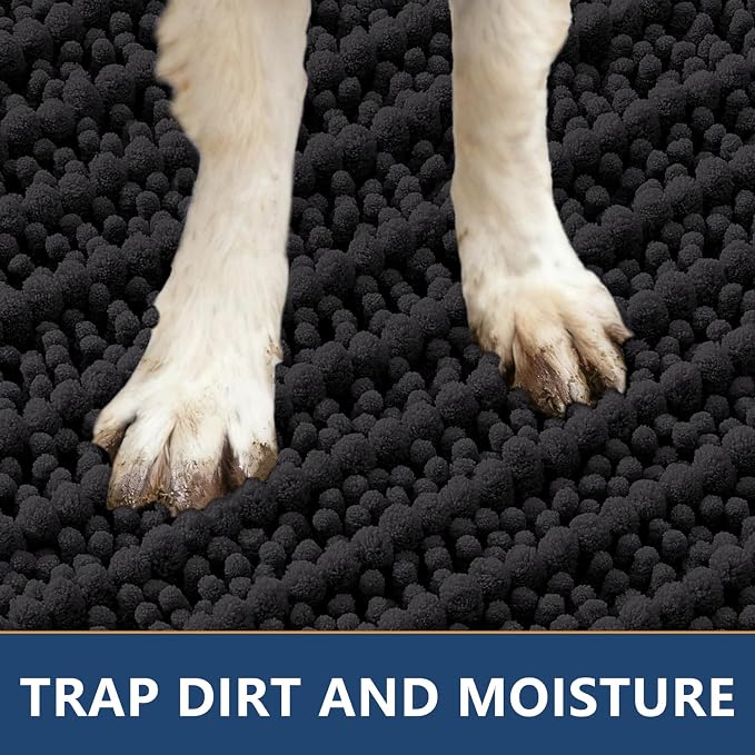Smiry Dog Door Mat for Muddy Paws 47x24, Absorbent Dirt Trapper, Non-Slip