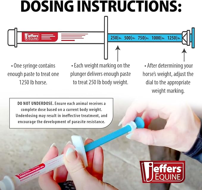 Jeffers Equine Ivermectin Gel Horse Dewormer Paste 1.87%, Broad Spectrum Equine Parasite Control Formula, Apple Flavored Oral Wormer for Horses, Easy Travel Use, Mess Free Syringe Tube - 10 Pack