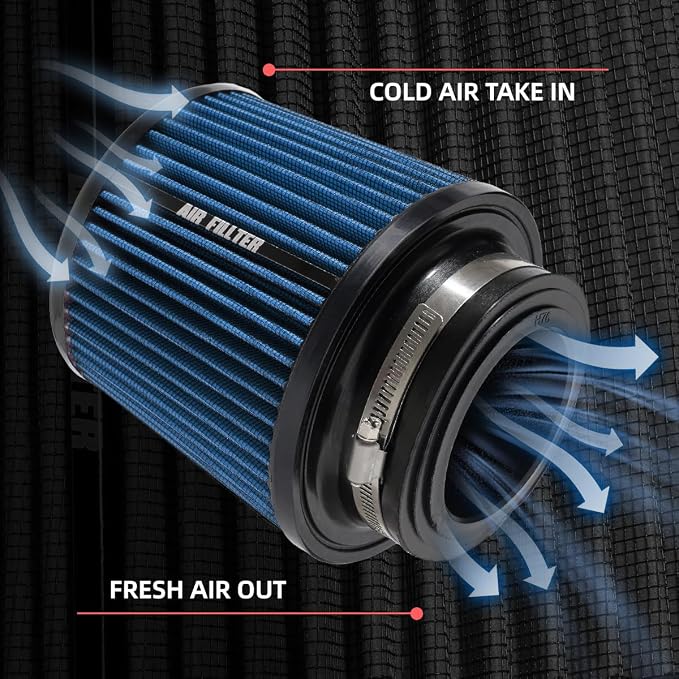 3" 3.5" 4" Inlet Car Replacement Cold Air Intake Filter 76mm 89mm 102mm 3 Sizes