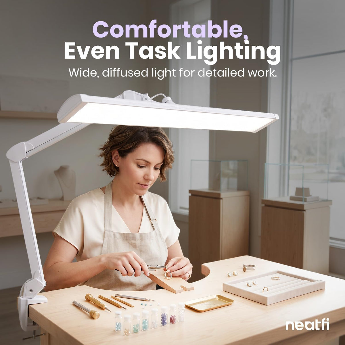 Neatfi Pro 4500 Lumens 50W LED Task Lamp with Clamp, CRI 95, CCT (White-8)