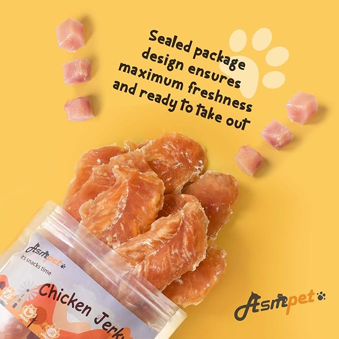 ASMPET Dog Chicken Jerky Treats, Made with 100% Real Chicken Breast, High Protein & Grain Free
