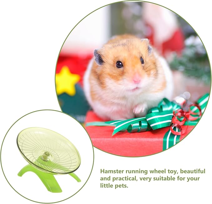 POPETPOP Hamster Exercise Wheel Super Silent: Hamster Flying Saucer Silent Hamster Wheel Guinea Pig Run Wheel for Hamsters Gerbils Mice Hedgehogs (Light Green)