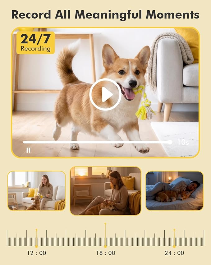 Dzees 5G/2.4G WiFi Indoor Security Camera Pet Camera No Subscription, 2K 360° WiFi Cameras, Wired Dog Pet Camera with Phone App, MagicPix Night Vision, Calls, 2-Way Audio, 24/7, Motion Tracking