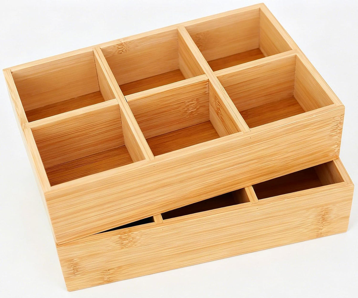 Closet Drawer Organizer Divider - 2 Pack Bamboo Holders Organizers