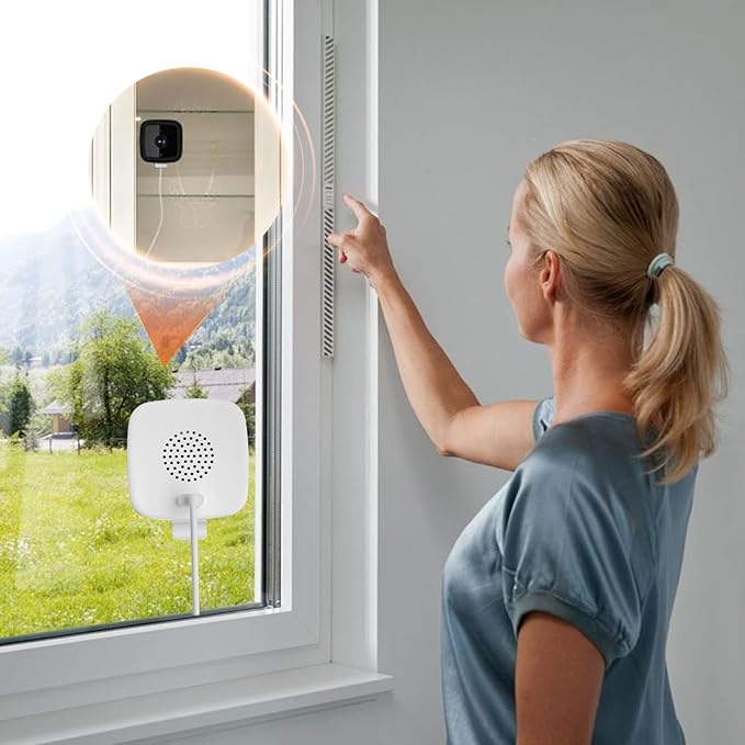 Smart 2K Window Security with Peel-and-Stick Installation, Bluetooth, AI Color Night Vision, 24/7 Continuous Recording for Home Security&Pet Monitoring&Driveway Surveillance (USB)