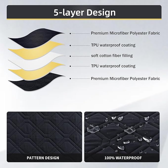 ele ELEOPTION 100% Waterproof 2 Piece Couch Cover Pet Blanket Sectional L Shape Sofa Cushion Cat Dog Bed Cover (Chaise Lounge + 3 Seat Covers) Black