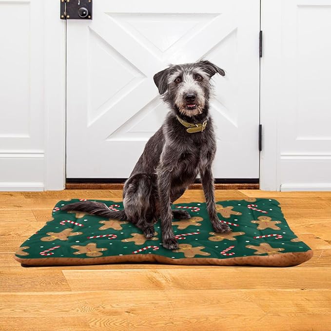 Christmas Gingerbread Man Pet Bed Cute Dog Bed Mat Absorbing Non Slip Pad Pet Sleeping Mat for Small, Medium, and Large Dogs Puppy Cat 24 in x 18 in