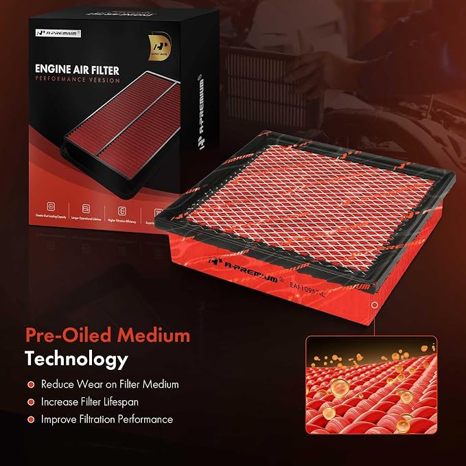 A-Premium High-performance, Pre-oiled Engine Air Filter Compatible