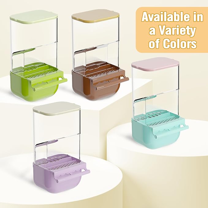 BNOSDM No Mess Bird Cage Feeders Automatic Bird Feeder Parrot Cage Accessories Transparent Seed Food Container with Perch for Finches, Parakeets, Budgies, Lovebirds, Cockatoos, Canaries (Green)