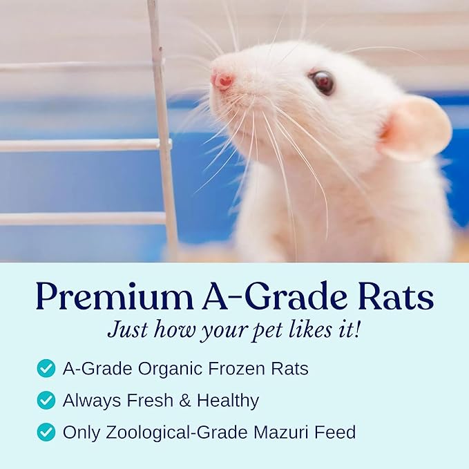 MiceDirect Frozen Rat Pups Snake Food - Frozen Rats for Snakes like Juvenile Ball Pythons, Adult Corn & Ball Pythons, Sub-Adult Red Tail Boas, Monitor Lizards, Birds of Prey - 2.5-3.5 in (25 Count)