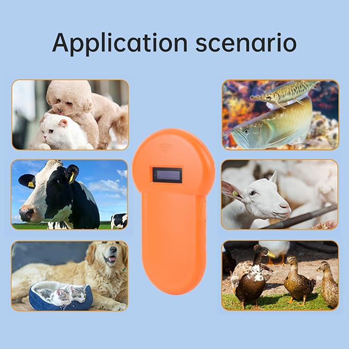 EVGATSAUTO Pet Microchip Reader, Rechargeable Animal Scanner 134.2kHz with OLED Screen for Dogs Cats Pigs Cows Sheep Horses