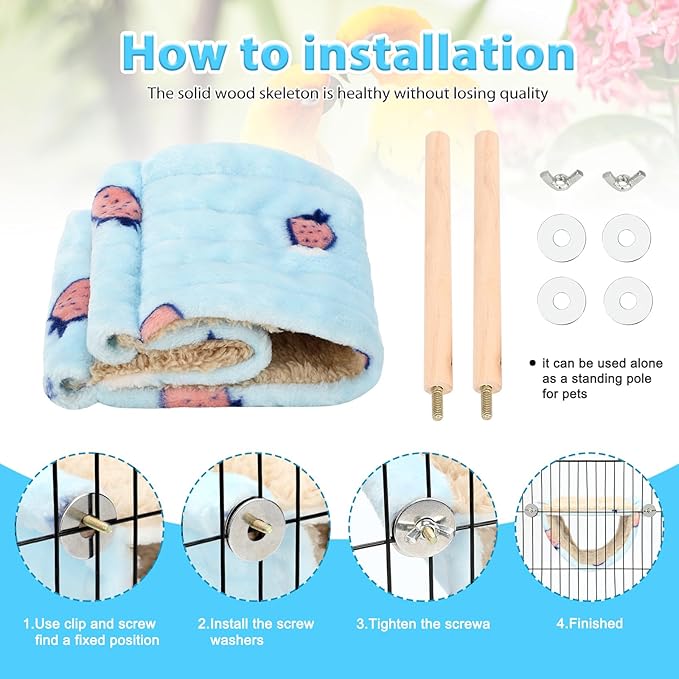 BWOGUE Winter Warm Bird Nest Bed Hanging Hammock Snuggle Hut Parrot House Tent Toy Bird Cage Perch for Parakeet Budgies Cockatiels Lovebird Cockatoo Finch Hamster Chinchilla Guinea Pig