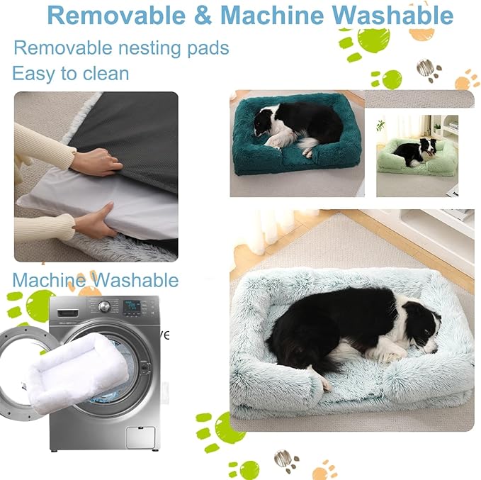 Dog Beds Large Sized dog Orthopedic, Sofa Dog Bed with Waterproof Lining and Nonskid Bottom, Rectangle Washable Dog Bed for Medium Small Dogs and Cats Comfortable ( Color : White , Size : 23 x 18" )