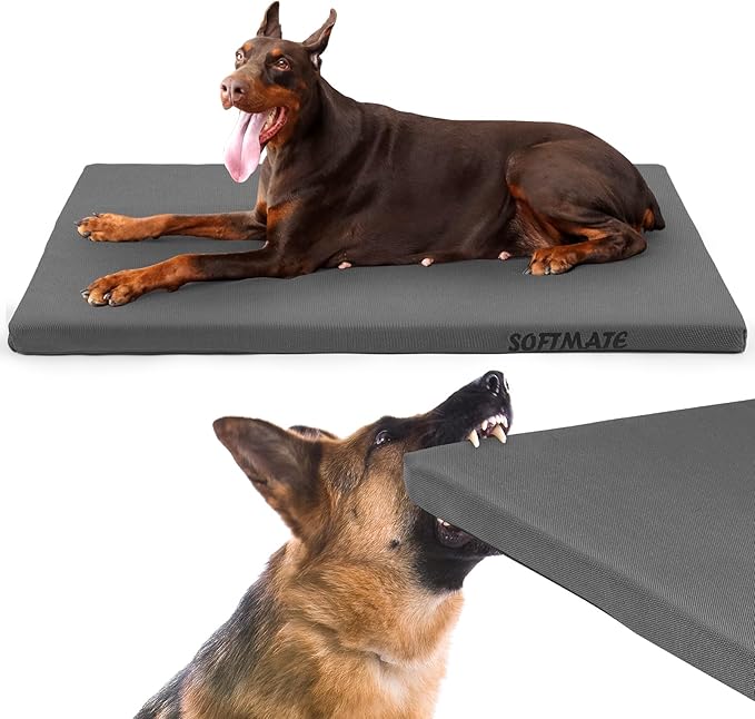 Durable Outdoor Dog Bed Chew Proof Dog Crate Mat for up to 35 lbs Medium Dogs with Waterproof Removable and Washable Cover