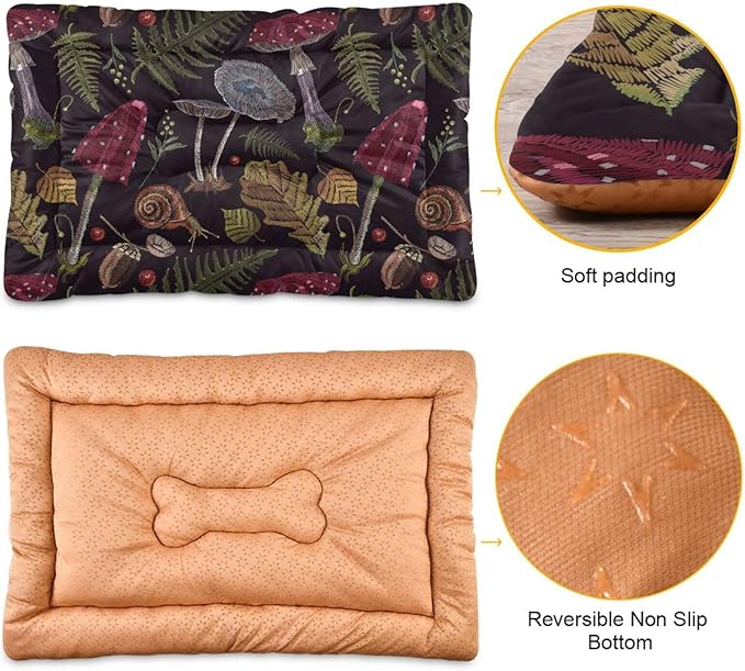 Mushrooms Gothic Pet Bed Cute Dog Bed Mat Absorbing Non Slip Pad Pet Sleeping Mat for Small, Medium, and Large Dogs Puppy Cat 24 in x 18 in