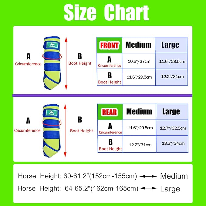 Equine Sport Horse Boots Set of 4 – Neoprene Leg Protection with Durable Hook & Loop Straps, Breathable & Comfortable Fit for Training, Riding, and Performance（Grenn, Medium）