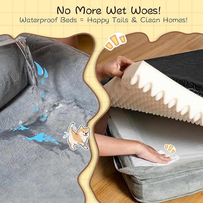 Orthopedic Dog Bed - High - Density Memory Foam, Leak - Proof Lining, Washable Zippered Cover, Durable Chew - Resistant & Non - Slip for Giant Breeds