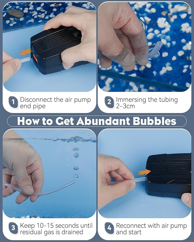 Pawfly 4.9 Inch Fish Tank Air Stone with Suction Cups, Air Stone Bubble Diffuser for Aquariums Fish Tanks & Buckets (Pump and Tubing Not Included)