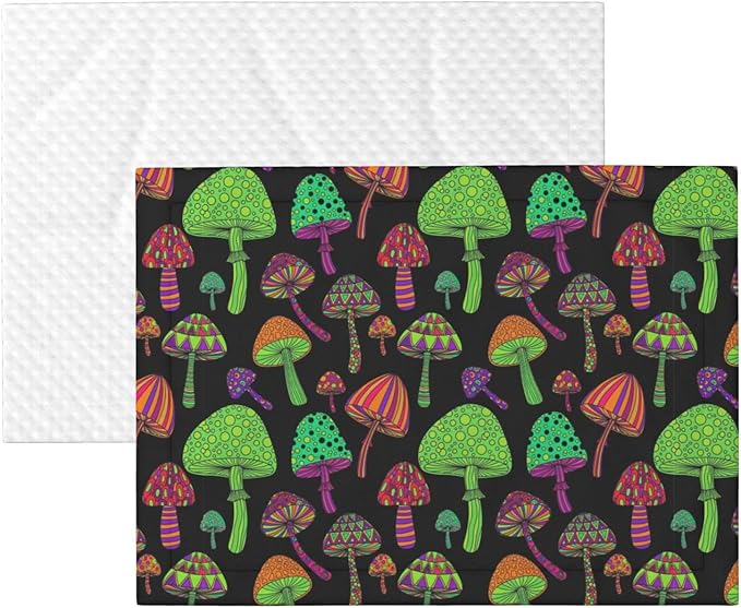 Pet Blanket for Car Rides Vet Visits, Trippy Mushrooms, Two Sided Reversible Plush Design with Bumpy Dot Side Offers Comfort Home Piece On Go Travel